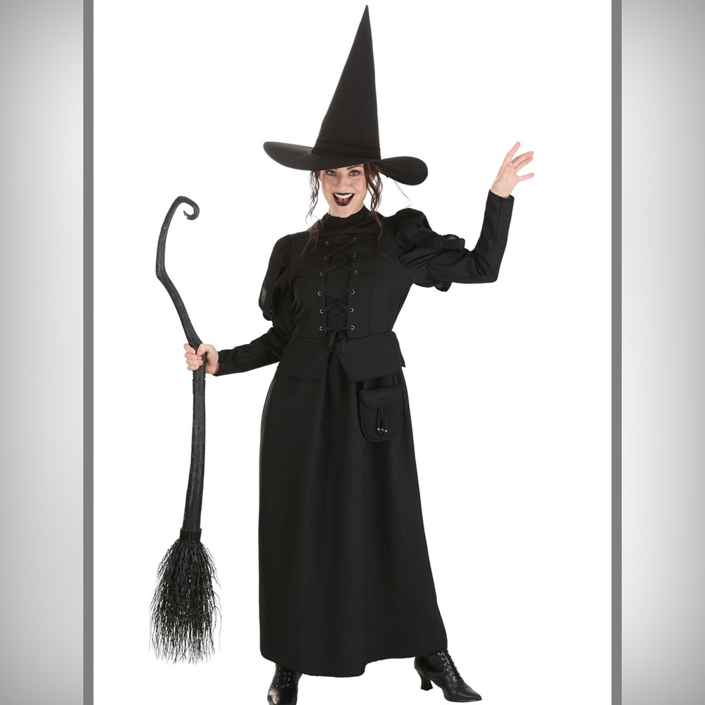 Black Witch Costume Dress with Hat - Classic Halloween Outfit
